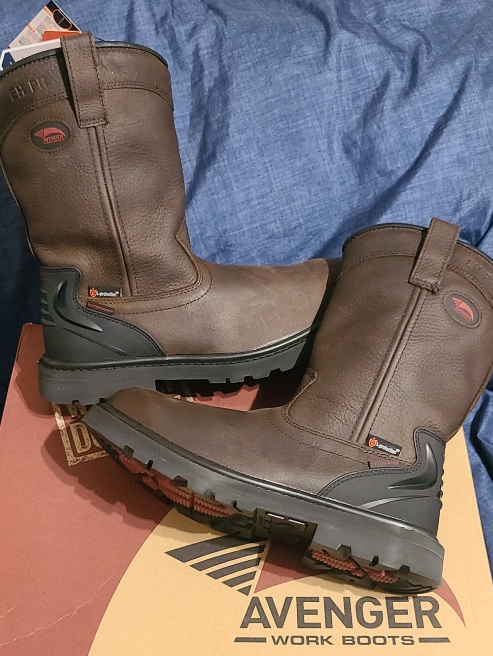Avenger Hammer Wellington "Top Grain Leather" Boots, New In Box! Mens 9.5